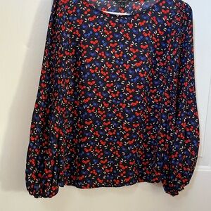 Ann Taylor Red and blue cherry Blouse